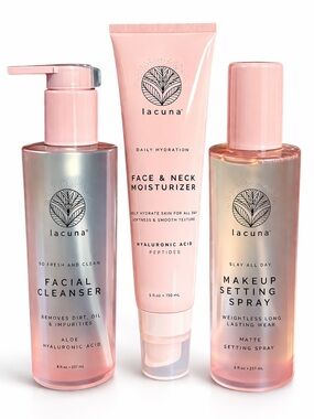 Lacuna Skincare Set - Cleanser, Hyaluronic Moisturizer, Setting Spray NWT
